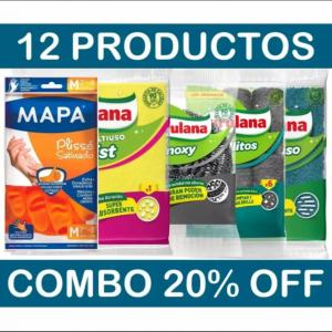 Combo Limpieza Guantes Paños Esponjas M...